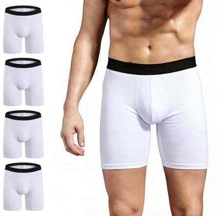 ZLYC Calzoncillos Tipo bóxer de algodón para Hombre de Pierna Larga, Paquete de 3/4