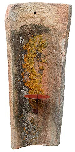 Dachziegel Antik Verwittert mit Wandkerzenhalter Original Patina Bruchecken