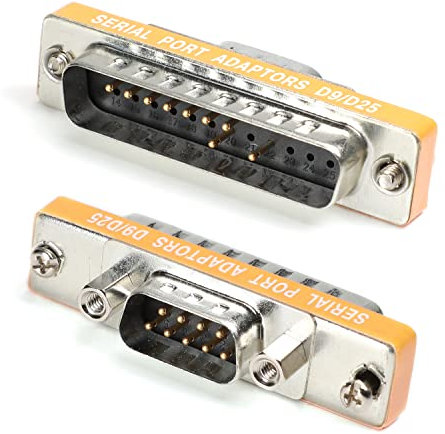 Fielect DB25 maschio a DB9 VGA Gender Changer 18 pin maschio a 2 file Mini Gender Changer accoppiatore connettore per applicazioni seriali, nero confezione da 2