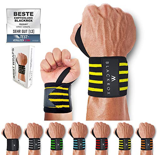BLACKROX Handgelenkbandage Wrist Wraps Beast Killer 2x Handgelenkstütze Mann Frau Handgelenk Bandage für Sport, Fitness, Gym Bodybuilding powerlifting weightlifting kraftsport (Gelb)