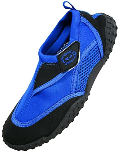 Aqua Beach Surf Wet Water Shoes Boys Girls Mens Womens Unisex Wetsuit Boots (Black/Blue Adult 4)