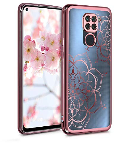 kwmobile Carcasa Compatible con Xiaomi Redmi Note 9 - Funda de TPU Flor Pintada en Oro Rosa/Oro Rosa/Transparente