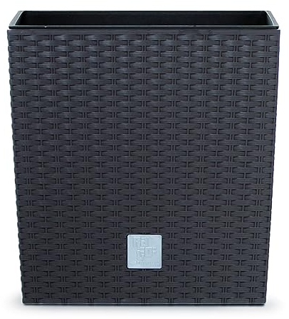 HappyFlower MultiProject Blumentopf Pflanzkübel inkl. Einsatz rund Rattan-Optik 7 Größen 4 Farben Übertöpfe (17 cm x 17 cm/Höhe 17 cm, Braun)