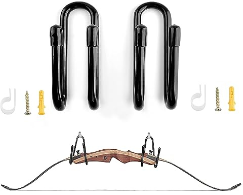 AMEYXGS Tiro al Arco Montaje en Pared Soporte de Proa Arco Recurvo Exhibe la Suspensión de Pared Ajustable Estante de Almacenamiento de Proa para Arco Recurvo de Arco Largo (2 Piezas)