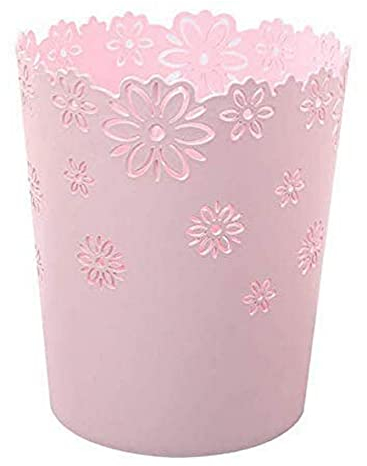 AOOPOO Cestino per la Carta Cestino Spazzatura Ufficio Plastica Modello Traforato Cestino Bagno Cestino per Rifiuti 21.5 * 18 * 25.5 CM (Rosa)