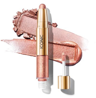 ICONIC London Glaze Crayon 2-in-1 One-Stroke No Brush Required Eyeshadow | Super Glossy Finish & Ultra Shimmering Glow | Easy to Use | Nectar