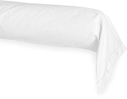 Funda de almohada cilíndrica París a la francesa, larguero tubular, fabricada en Italia (40x240 cm, blanco)