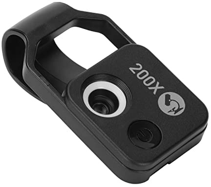 Yctze Microscope de Poche pour Téléphone, Zoom 200X sur Loupe de Microscope avec Lumière LED, Objectif Microscopique Portable pour IPhone pour Samsung pour Huawei pour Google(Le Noir)