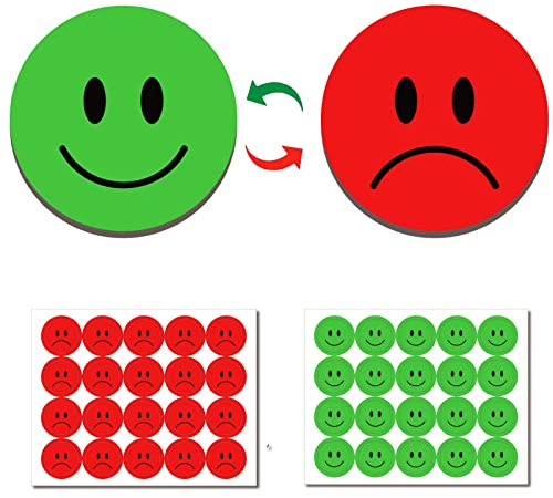Doppelseitige Kühlschrankmagnete, Smiley-Gesicht für Kühlschrank, rote Magnete und grüne Magnete, 2-in-1, 3 Packungen