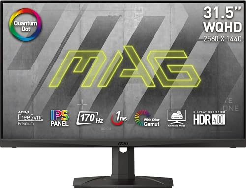 MSI MAG321QR QD - Monitor Gaming Plano 31.5, IPS, WQHD (2560x1440, 16:9, G-SYNC Compatible, Quantum Dot, Console mode FHD a 120Hz)
