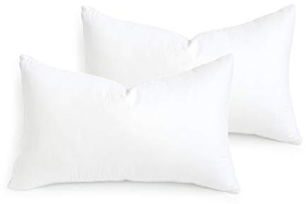Hofdeco Premium korsryggskudde inlägg set med 2, 33 cm x 53 cm (för täckstorlek 30 x 50 cm) vattentålig syntetisk dun alternativ bluff fyllning för uteplats, bänk, trädgård, vit