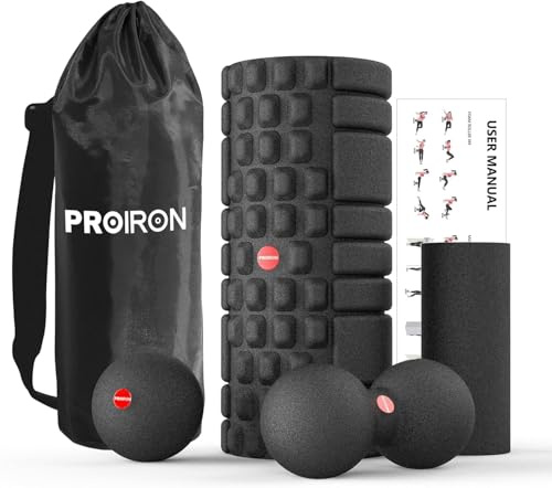 PROIRON Foam Roller, Rullo, Palla Massaggio Muscolare Rullo massaggiatore e palline per l'automassaggio per Tessuti Profondi, Schiena, Gambe, Piedi, Collo o Fascite Plantare