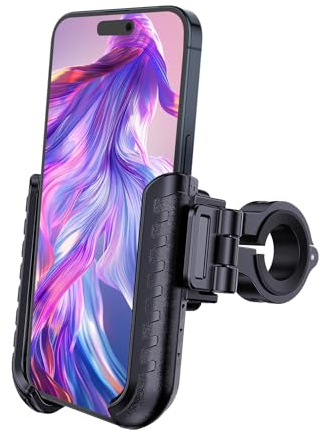 SUVEK Porta Cellulare, Supporto Telefono Bici Universale Manubrio, Portacellulare Moto Antivibrazione Con Pad In Silicone Per 4.7-6.5 Pollici Smartphone