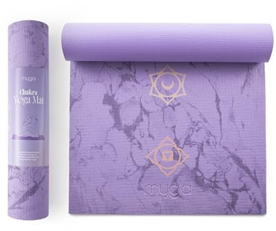 Myga 6mm Printed Yoga Mat - Non-Slip Exercise Mat for Men & Women - Thick & Comfortable for Yoga, Pilates & Meditation - Lightweight & Durable for Home, Gym & Travel - 173cm x 61cm
