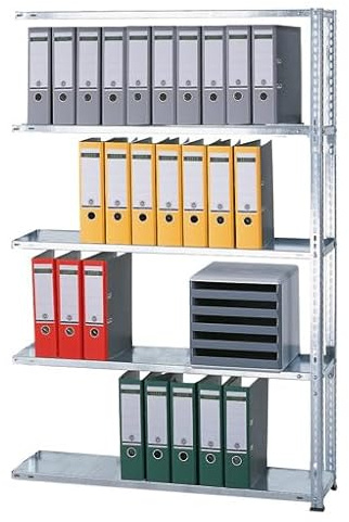 qpool24 Anbauregal, Büro-Fachbodenregal Schraubsystem MULTIplus85, 1800 x 750 x 300 mm (HxBxT), 5 Fachböden, verzinkt, ohne Anschlagleiste