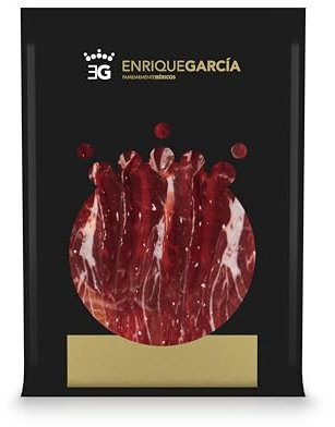 100% Jambon ibérique nourri au gland - 100g - Pata negra - Jambon en tranches coupé au couteau - Ibérique espagnol + 48 mois - Emballé sous vide - 100% Jamón Iberico de Bellota