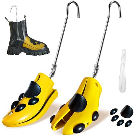 GRW Stiefelspanner für Cowboystiefel, Damen und Herren, verstellbar, dicke breite Füße, Cowboystiefelspanner für hohen Spann Breite Größe 40-47, gelb, 7-13 US