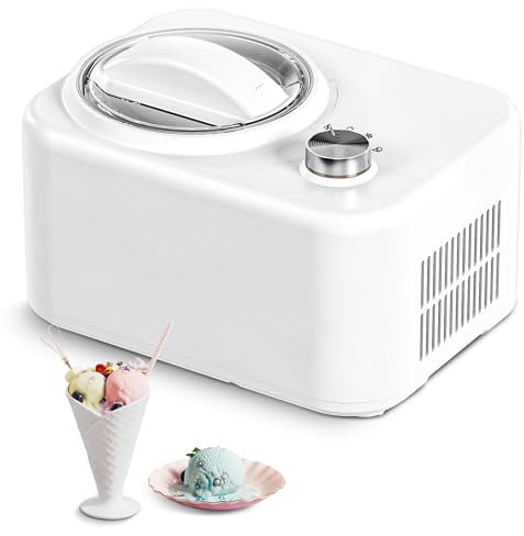 Euhomy sorbetiere turbine a glace, Machine a glace avec compresseur, Machines à glace et sorbetières auto-réfrigérant de 1L,100W, smoothies, yaourt glacé, milkshakes, Machine à crème glacée DIY