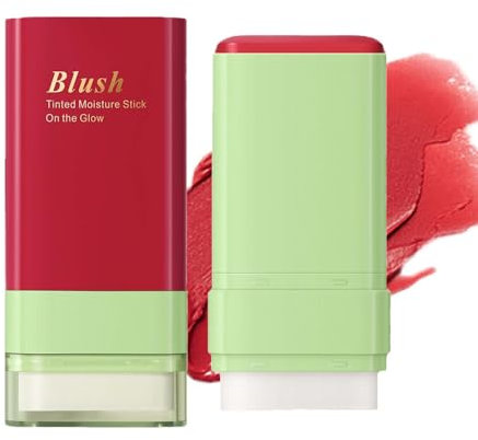 EONFAVE 2-In-1 Blush Stick, Creme Rouge Stick mit Brush, Multi Blush Stick für Wangen Lippen Augen, Feuchtigkeitsspendend, Langanhaltend, Wischfest, Matte Rouge für einen natürlichen Look（#01 Rose)