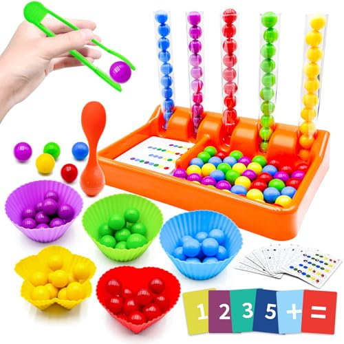 UPDOPEF Counting and Color Sorting Toys Set, Fine Motor Skills, Preschool Learning Toys Color Recognition and Math Learning Games, Educational Toy Gift for Kids Age 3 4 5 6Year Old Boys Girls