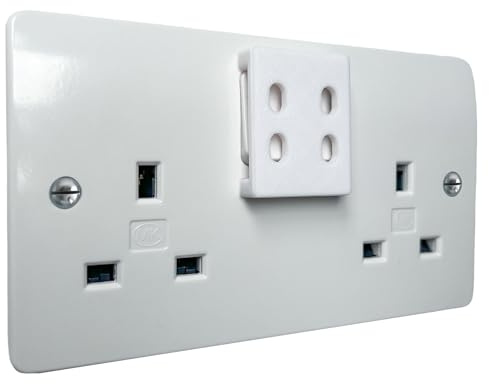 Decoralin Socket Switch Covers – White Plastic Caps for Double Wall Socket Plates – Child & Elderly Safety Guard – Stick-On Protection – 2 Pack