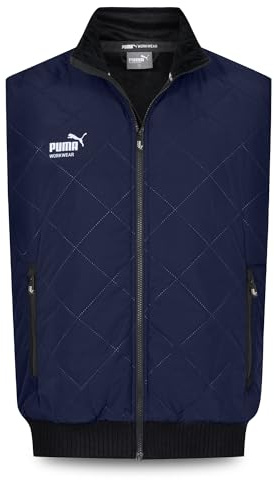 PUMA Workwear herrväst vinter – varmt fodrad, vattentät och vindavvisande – arbetsväst med fickor och fleecefoder – innerficka – robust yttermaterial för arbete och fritid, marinblå, XXL