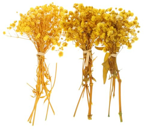 Alipis 3 di Fiori Secchi di Gipsofila Realistici in Paglia Gialli per Decorazione Casa e Allestimento Tavoli Atmosfera Naturale