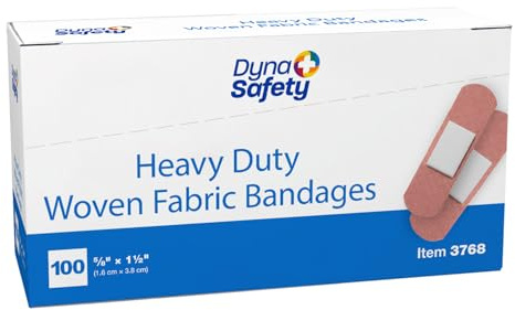Dynarex Sterile Adhesive Heavy Duty Woven Fabric Bandages - 5/8 x 1.5 Flexible Wound Dressing for Minor Cuts, Secure Fit with Non-Stick Pad, 100 per Box