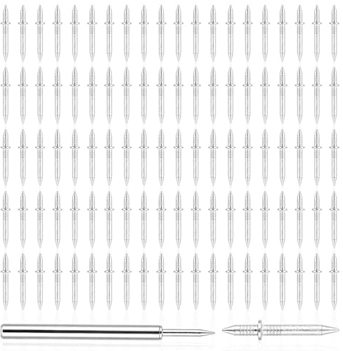 100pz Chiodi a Doppia Punta Nascoste, Viti a Estremità Nascoste con Utensile Bussola Adatte per Chiodi Battiscopa Senza Giunzioni per Decorazioni in Legno Massello (Doppia Filettatura)