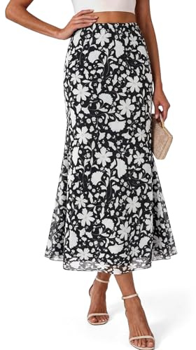 Wenrine Gonna Maxi Gonna A Linea Leopardo Lunga Elastico A Vita Alta Maxi Gonna Casual A Punti Gonna