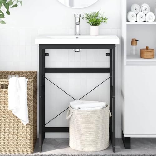 MBDRKVGF Bathroom Washbasin Frame, Metal Sink Stand for Vanity Vessel, Powder-coated Iron Basin Support, 23.2 x 15 x 32.7 Inches, Industrial Black Bathroom Organizer