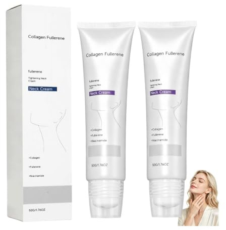 2 stycken collage fullerene Neck Cream anti-rynk | Rik peptider och fullerene för djup halshydrering. Perfekt för daglig anti-åldrande bil, känslig hudvänlig
