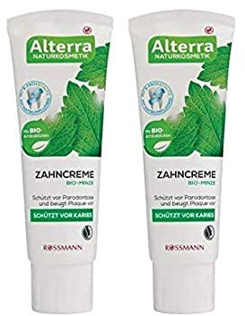 Zahncreme Bio-Minze - schützt vor Karies, schützt vor Parodontose & beugt Plaque vor, Vegan - 2er Pack (2 x 75 ml)