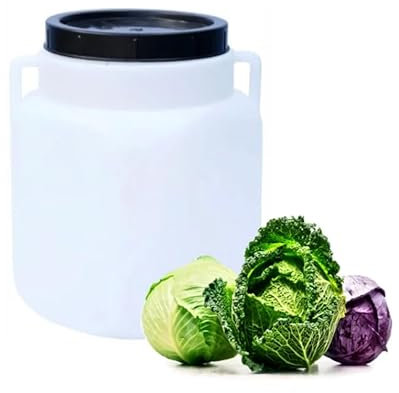 MIKONI Kunststofffass 50L Deckel Regenfass Lebensmittelfass Getränkefass Sauerkrautfass