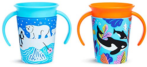 Munchkin Miracle 360 Wildlove Sippy Cup, 6 Oz, 2 Pack, Orca/Polar Bear