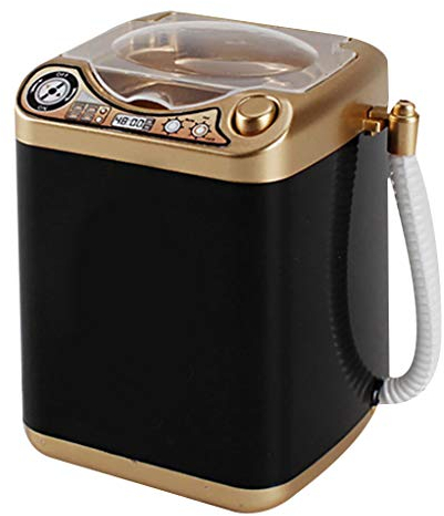 Gemini_mall Makeup Brush Clearner Spinner Machine - Electronic Mini Washing Machine Shape Automatic Makeup Brush Cleaner Dries Deep Cleaning for Brushes, Sponge and Powder Puff Toy Black