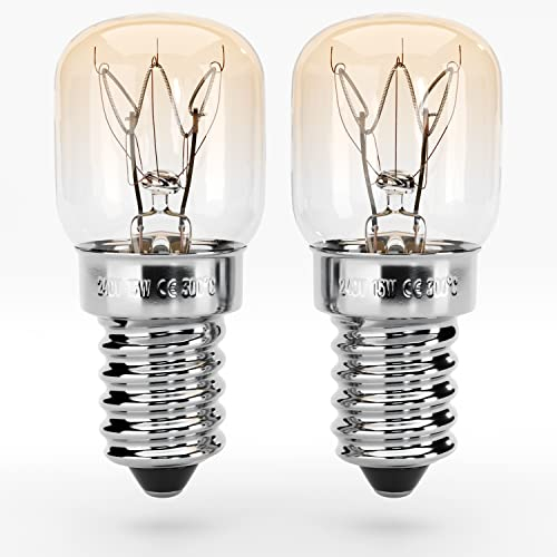 greate® Backofenlampe E14 15W - 2er Pack Ofenlampe 300 Grad für Backöfen, Grillöfen, Mikrowellen - Glühbirne Backofen 75 Lumen & 2700K - Backofen Glühbirne, Backofenlampen, Backofenbirne