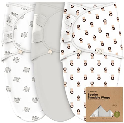 KeaBabies Sacs de Sommeil Bio pour bébé - 3 Paquets de Langes pour bébé Nouveau-né 0-3 Mois - Sac de Sommeil Ergonomique pour bébé - Sac de Lange pour bébé - Sac de Couchage pour bébé (The Wild 2)