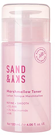 Sand & Sky Marshmallow Bräuner | Feuchtigkeitsspendender, peelender Gesichtsbräuner zur Aufhellung der Haut | Porenstraffung, Minimierung von Rötungen | Niacinamid, AHA, BHA, Hyaluronsäure
