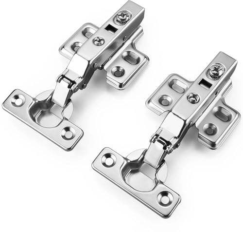 Luokim 2-Pack 26mm Small Cup Full Overlay Soft Close Cabinet Hinges – Concealed Cabinet Hinges with Nickel Finish, Screws and Manual Included, Ideal for Thin Doors