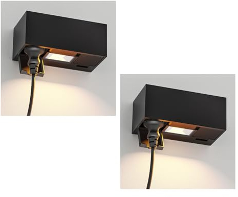 ledscom.de 2x vägguttag WAST för utomhusbruk, IP44, dubbeluttag, svart, inkl. LED-downlight, 430 lm, varmvitt