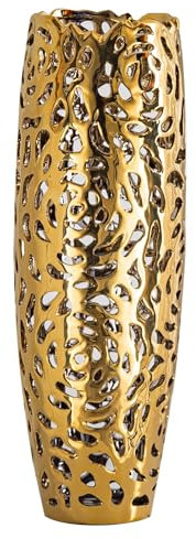 NewSangXia Vaso dorato, vaso in ceramica per decorazione moderna della stanza, vaso da pavimento per camera da letto, decorazione per casa colonica e decorazione della cucina