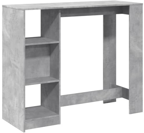 Table de bar avec étagère gris béton bois d ingénierie
