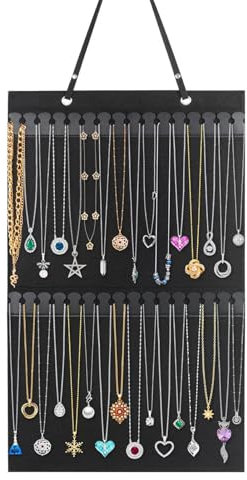 Porte-bijoux mural, porte-bijoux mural | Organisateur de collier de rangement d'affichage 32 crochets fixés au mur,Crochets de rangement de bijoux de grande capacité sur le cintre de collier de porte,