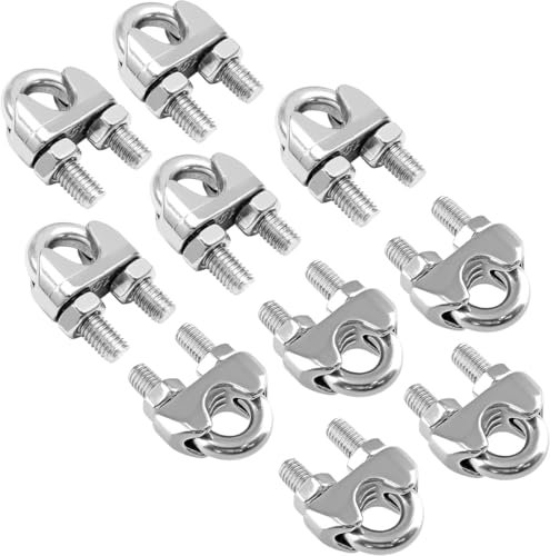 JEYORZY 10 Piezas Abrazaderas de Cuerda de Cable M3 Clip de Cuerda de Alambre Inoxidable 304 Perno En U Sujetacables de Acero Wire Rope Clips para Cable de Acero 3mm Cuerda, para cuerda de acero