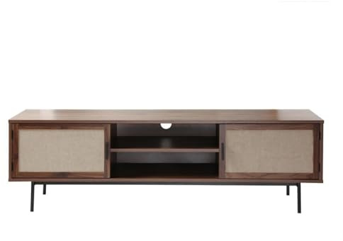 Calicosy Meuble TV décor Noyer tissu véritable - L 140 cm - Pratique - Peu encombrant - Salon - 39,5 cm x 140 cm x 45 cm