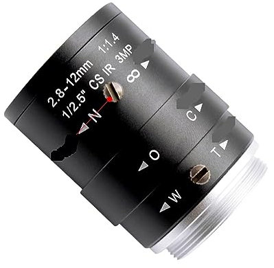 Objectif de caméra de microscope industriel, Objectif de caméra de vidéosurveillance HD à iris fixe mégapixel 2.8-12mm objectif de caméra de sécurité HD à focale variable Zoom manuel et monture M12/CS