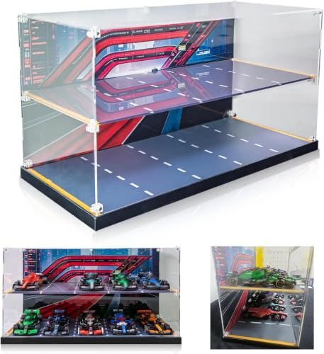 ICUANUTY Acrylic Display Case Compatible with Lego Speed Champions 10-in-1 F1 Car 77242,77243,77244,77245,77246,77247,77248,77249,77250,77251, Dust-Proof Storage Organisation Display Case(No Model)