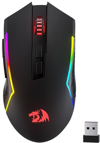Redragon M693RGB-LIT Wireless Gaming Mouse, 12800 DPI Mice w/ 3-Mode Connection, BT & 2.4G Wireless, 7 Macro Buttons, Reliable Power Capacity for PC/Mac/Laptop