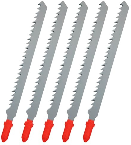 Tunejoy Lame per Seghetti T334D Lame per Seghetto in HCS con Attacco a T per Taglio Rettilineo di Legno Duro Legno Tenero e Compensato 6TPI 150x9x1,2mm 5 Pezzi